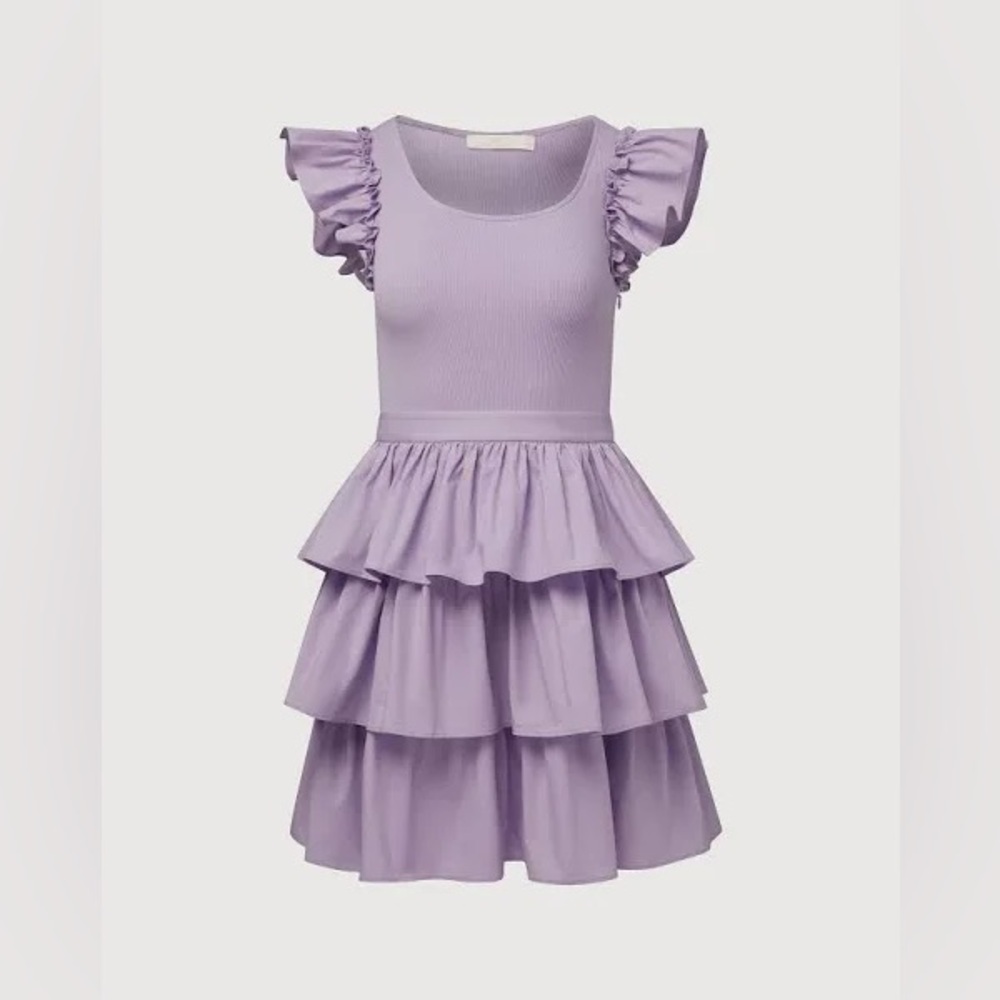 Rachel Parcel tiered ruffle dress in lavender small